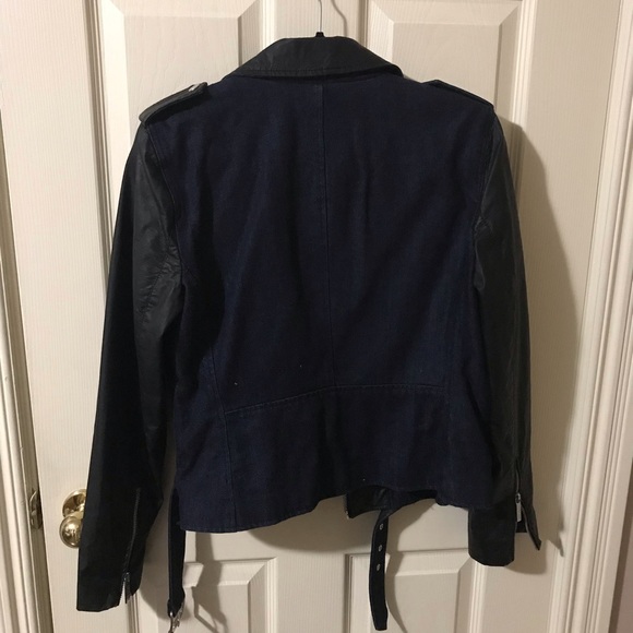 Michael Kors Faux Leather Denim Jacket - Picture 6 of 8